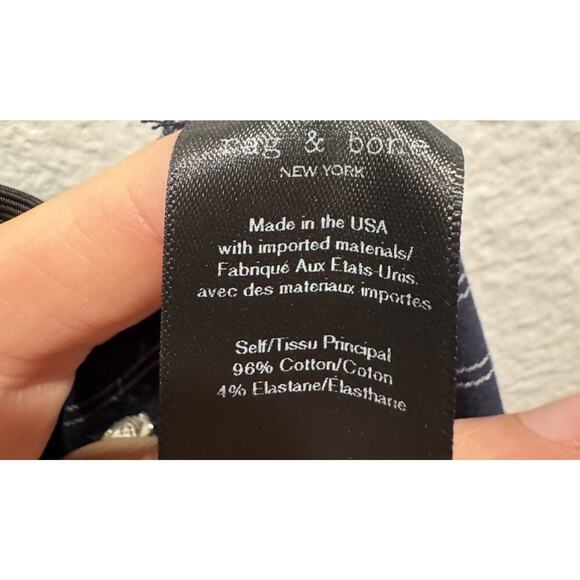 Rag & Bone Simone Pants Women’s Size 8 Navy Striped Skinny Pull On Ankle Modern - Picture 7 of 8